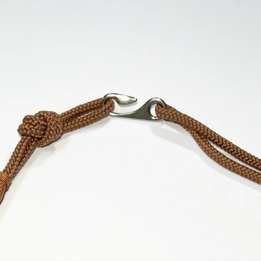 Vintage Woven Belt Wood Beads Silver Hook Women’s S Boho Rustic Artisan Style